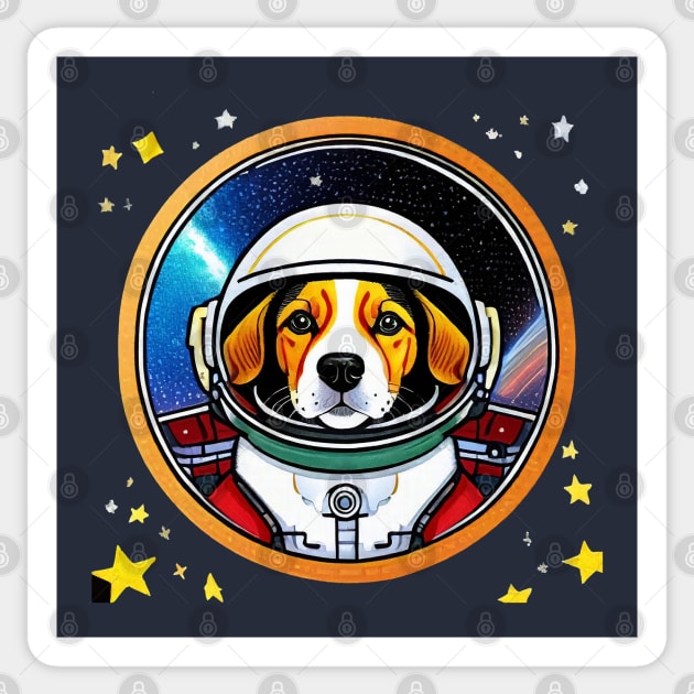 Beagle Dog in Space Sticker by Midcenturydave